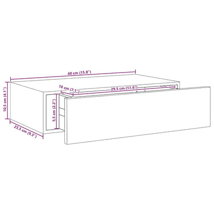 Wandregal mit Schublade Eichen-Optik und Weiß 40x23,5x10 cm MDF