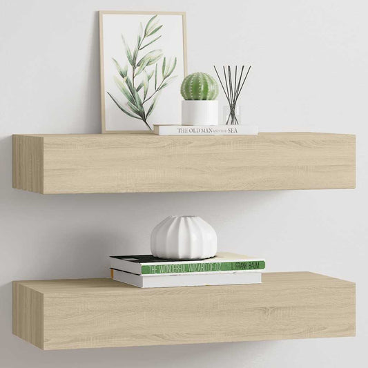 Wandregale mit Schubladen 2 Stk. Eichen-Optik 60x23,5x10 cm MDF