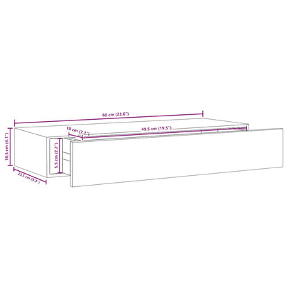 Wandregal mit Schublade Eichen-Optik und Weiß 60x23,5x10 cm MDF