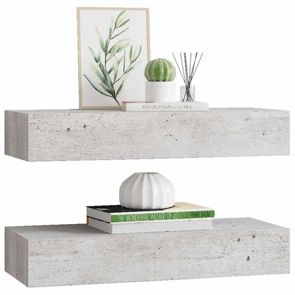 Wandregale mit Schubladen 2 Stk. Betongrau 60x23,5x10 cm MDF