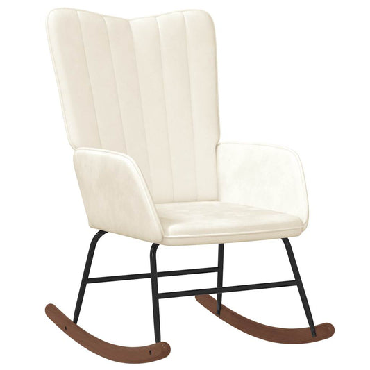 Schaukelstuhl Samt Creme