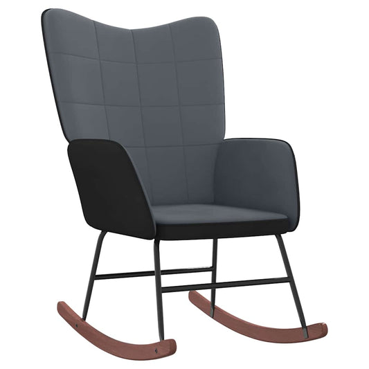 Schaukelstuhl Dunkelgrau Samt und PVC