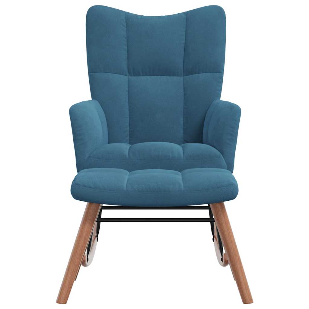 Schaukelstuhl mit Hocker Samt Blau