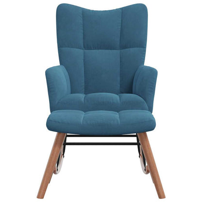 Schaukelstuhl mit Hocker Samt Blau