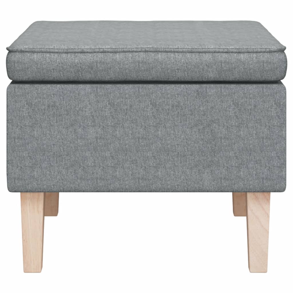 Hocker mit Holzbeinen Hellgrau Stoff