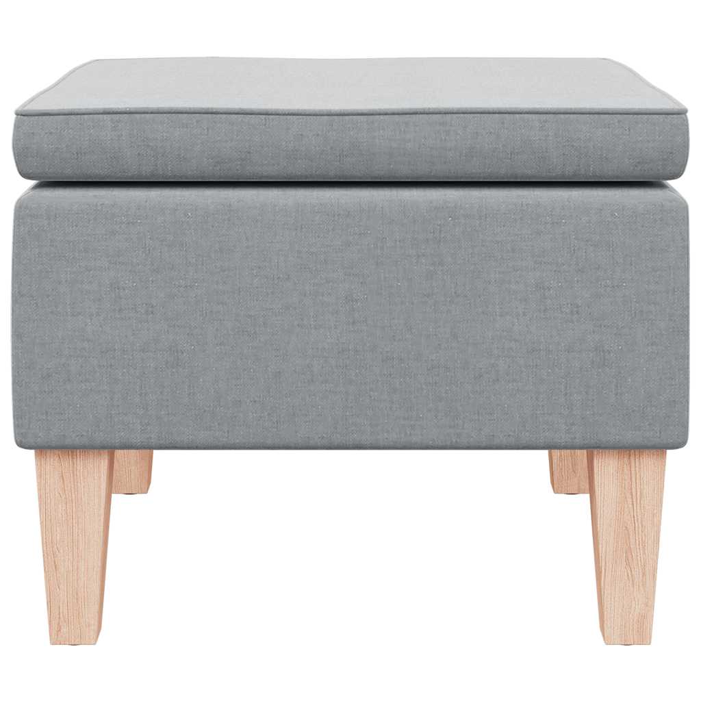 Hocker mit Holzbeinen Hellgrau Stoff