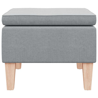 Hocker mit Holzbeinen Hellgrau Stoff