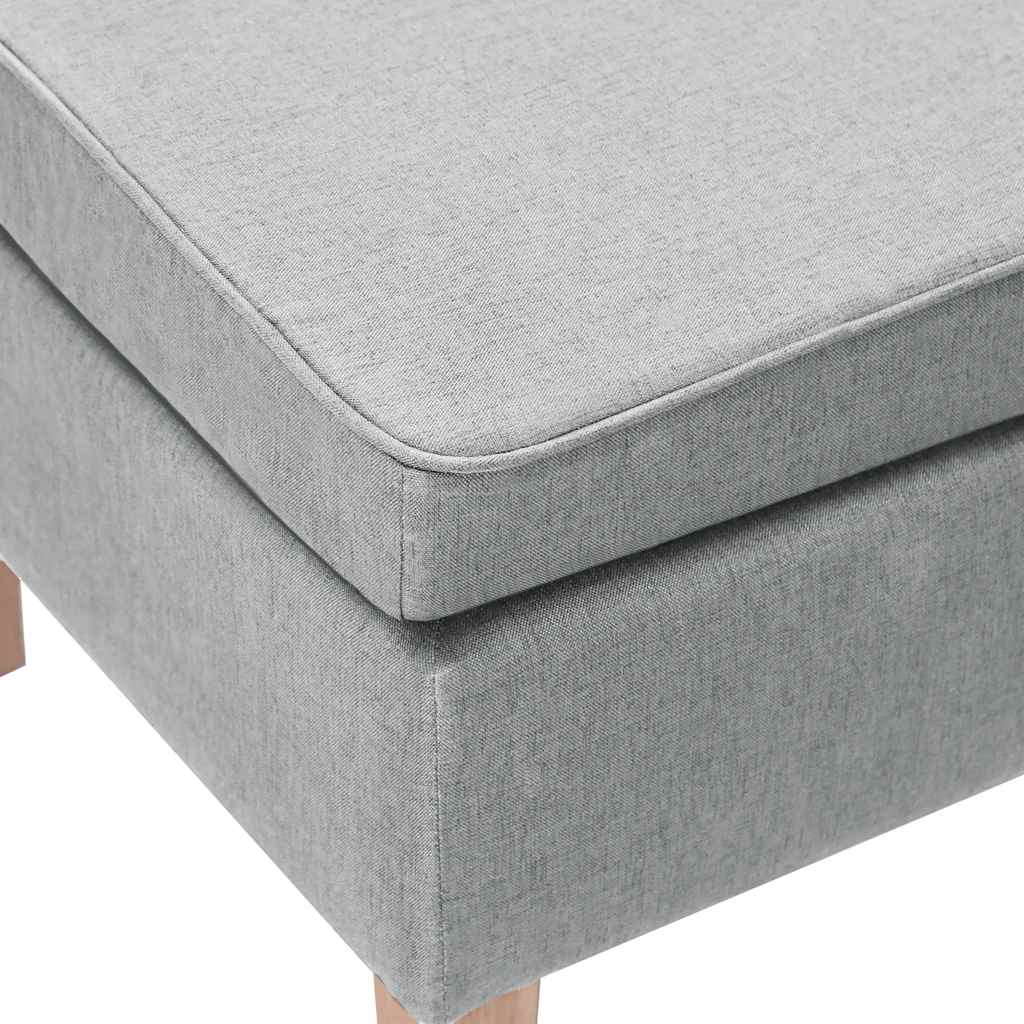 Hocker mit Holzbeinen Hellgrau Stoff