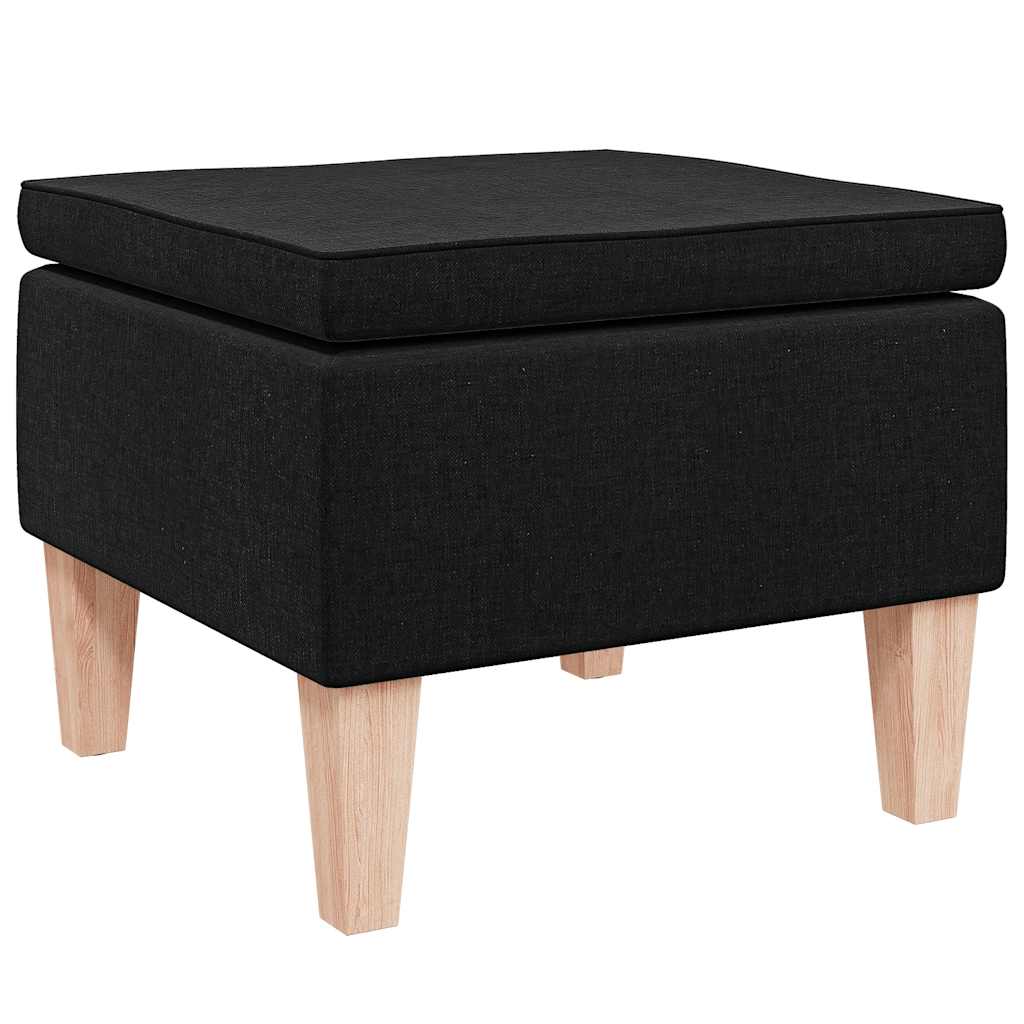 Hocker mit Holzbeinen Schwarz Stoff