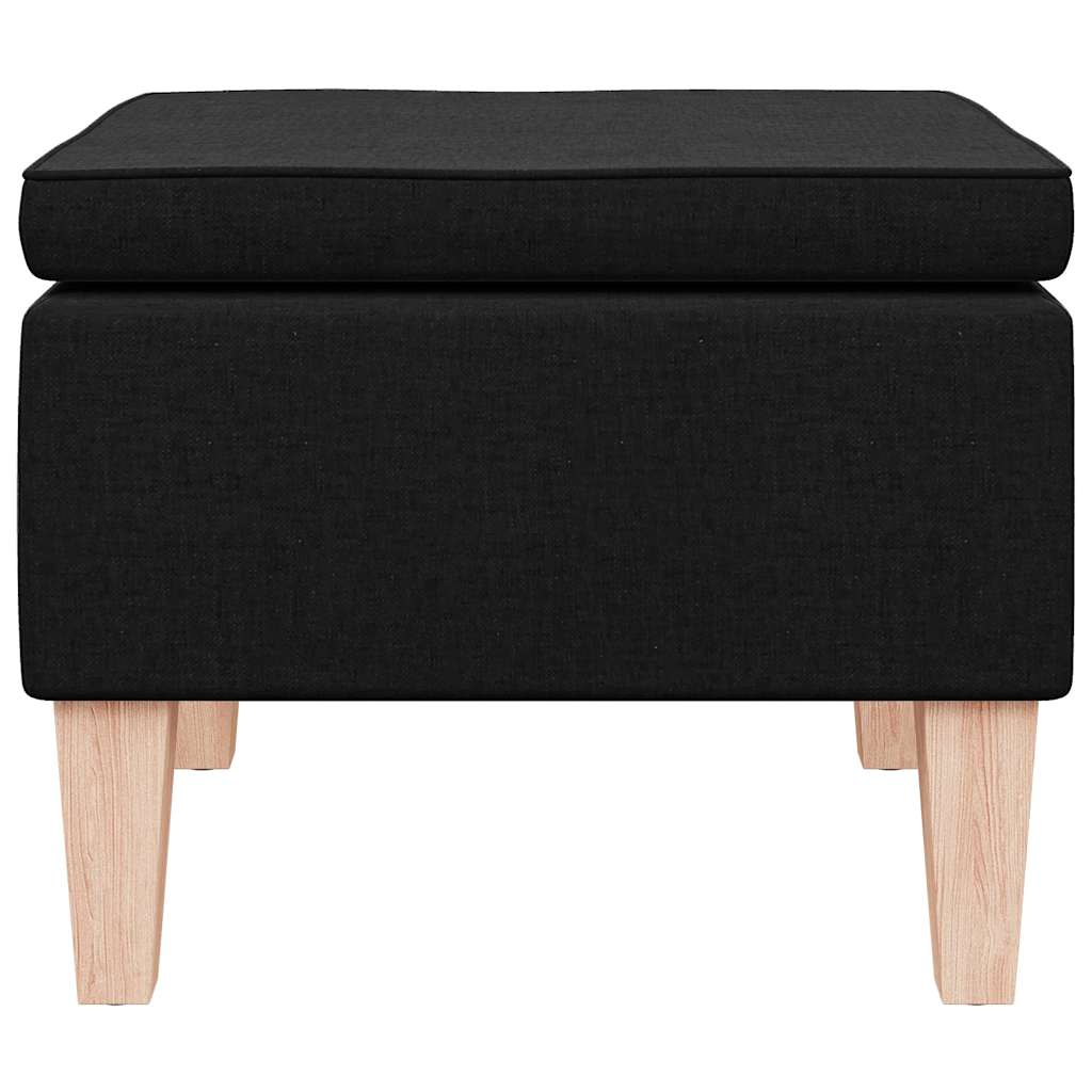 Hocker mit Holzbeinen Schwarz Stoff