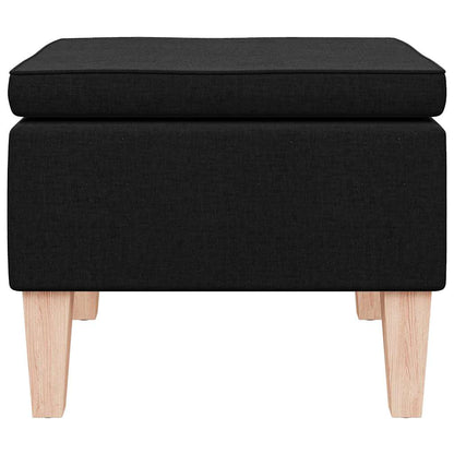 Hocker mit Holzbeinen Schwarz Stoff