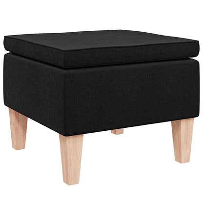 Hocker mit Holzbeinen Schwarz Stoff