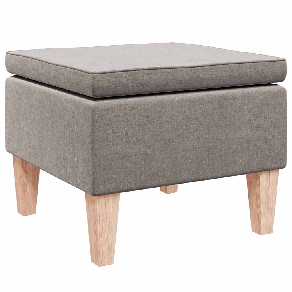 Hocker mit Holzbeinen Taupe Stoff