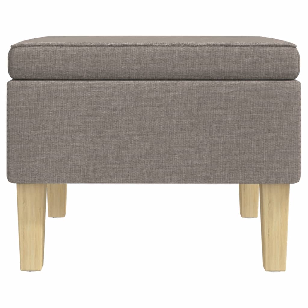 Hocker mit Holzbeinen Taupe Stoff