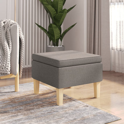 Hocker mit Holzbeinen Taupe Stoff