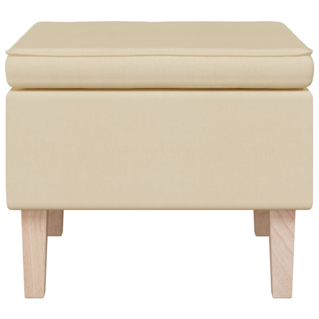Hocker mit Holzbeinen Creme Stoff