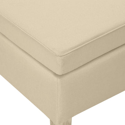 Hocker mit Holzbeinen Creme Stoff