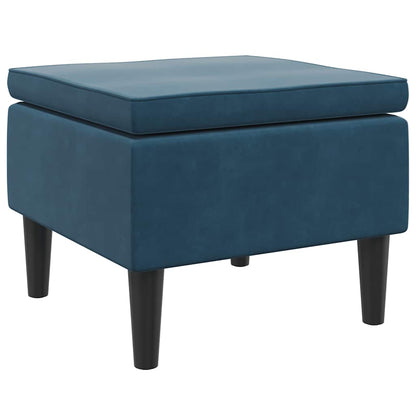 Hocker mit Holzbeinen Blau Samt