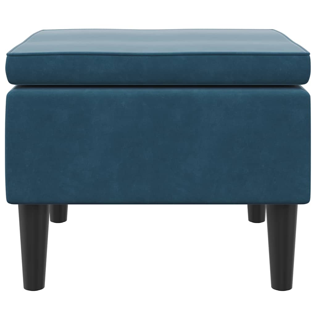 Hocker mit Holzbeinen Blau Samt