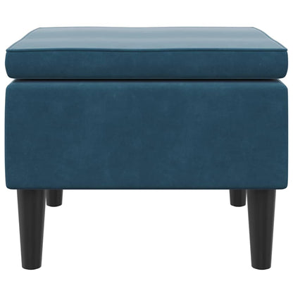Hocker mit Holzbeinen Blau Samt