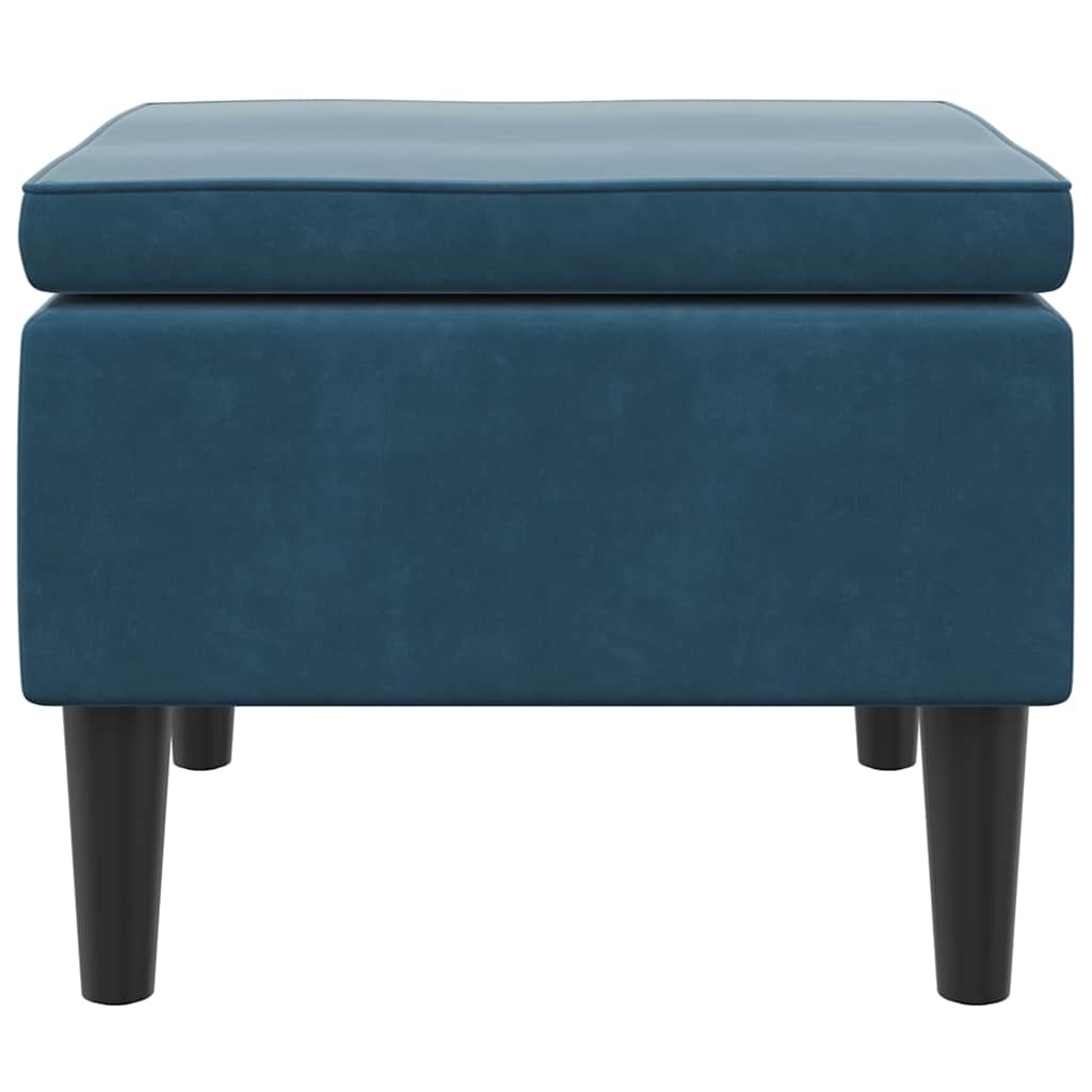 Hocker mit Holzbeinen Blau Samt