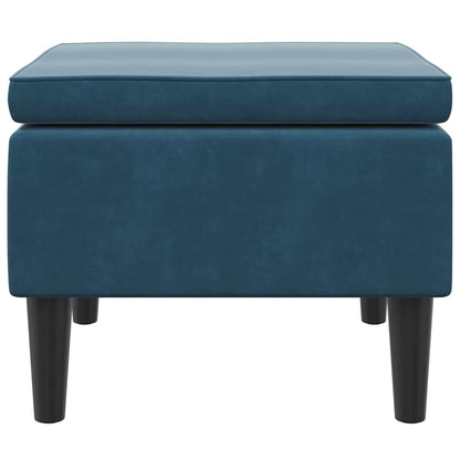 Hocker mit Holzbeinen Blau Samt