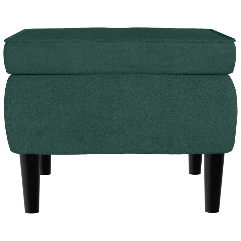 Hocker mit Holzbeinen Dunkelgrün Samt