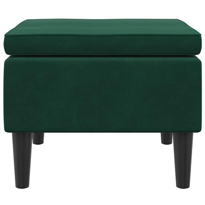 Hocker mit Holzbeinen Dunkelgrün Samt