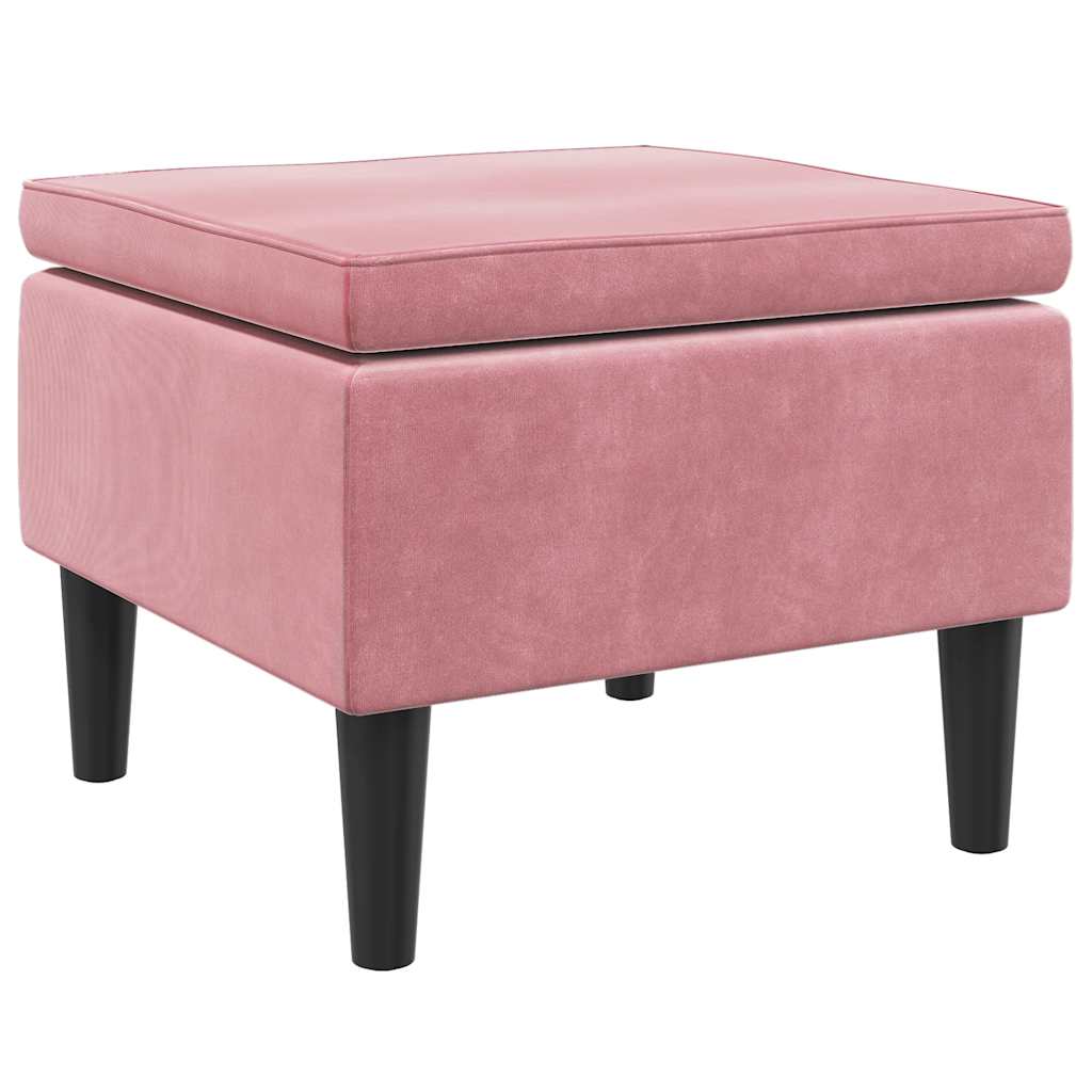 Hocker mit Holzbeinen Rosa Samt
