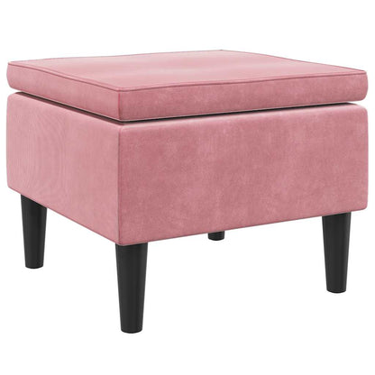 Hocker mit Holzbeinen Rosa Samt