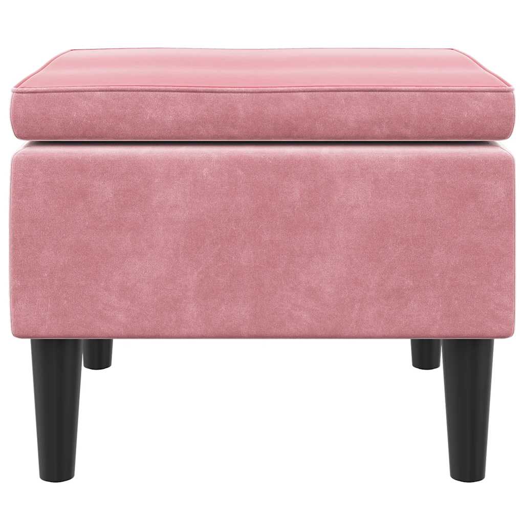 Hocker mit Holzbeinen Rosa Samt