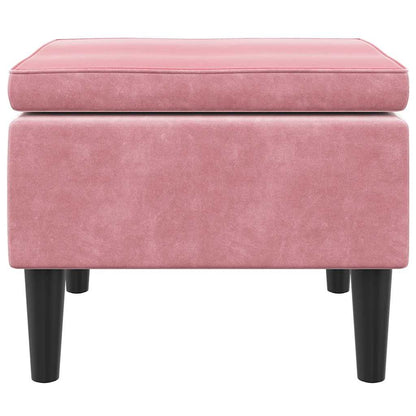 Hocker mit Holzbeinen Rosa Samt