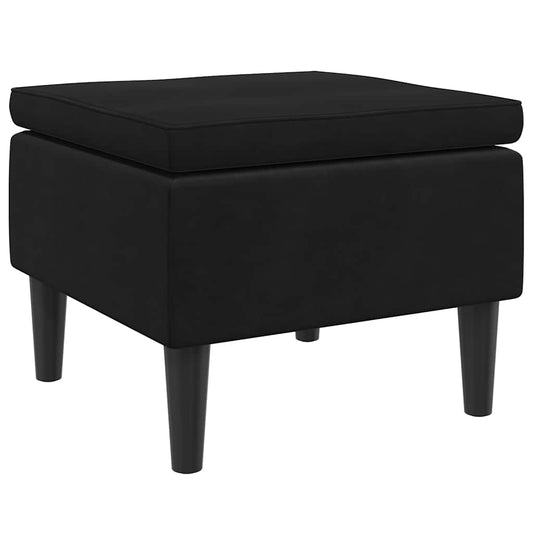 Hocker mit Holzbeinen Schwarz Samt