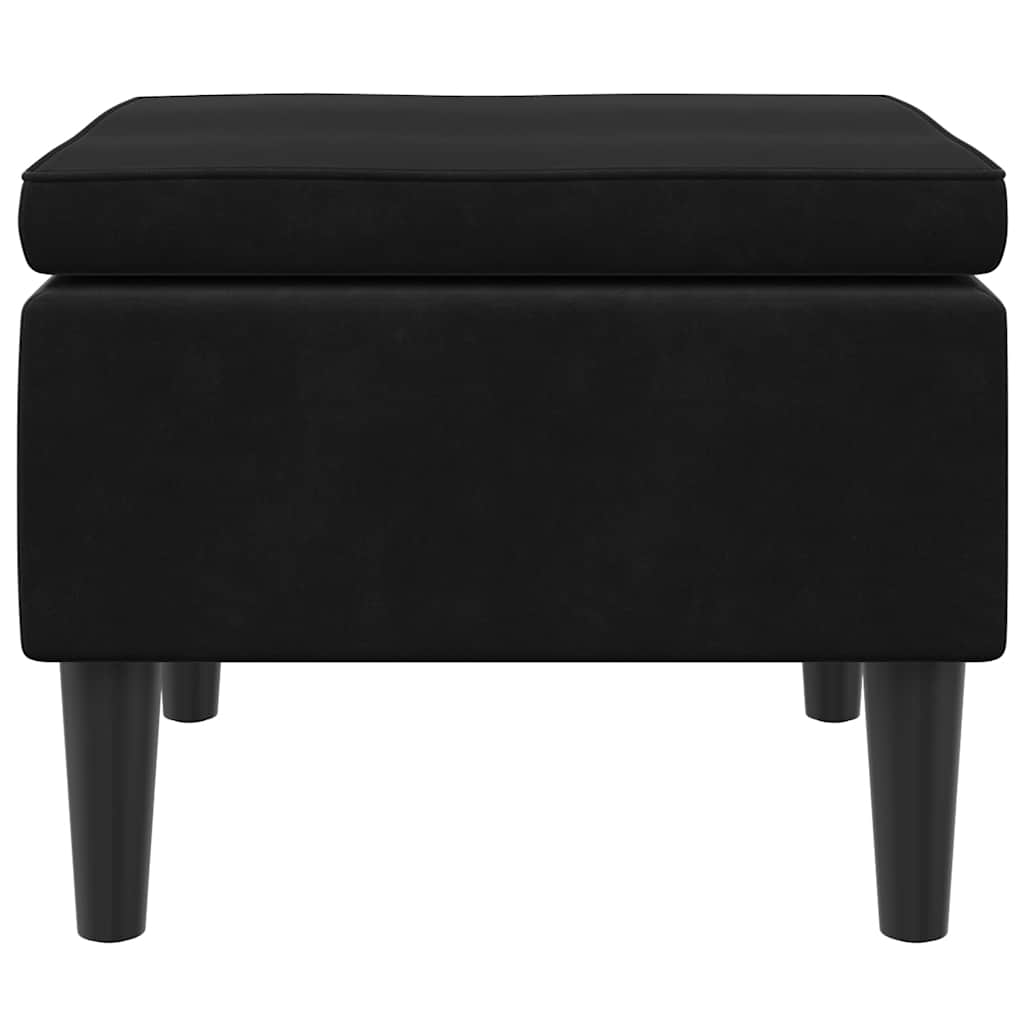 Hocker mit Holzbeinen Schwarz Samt