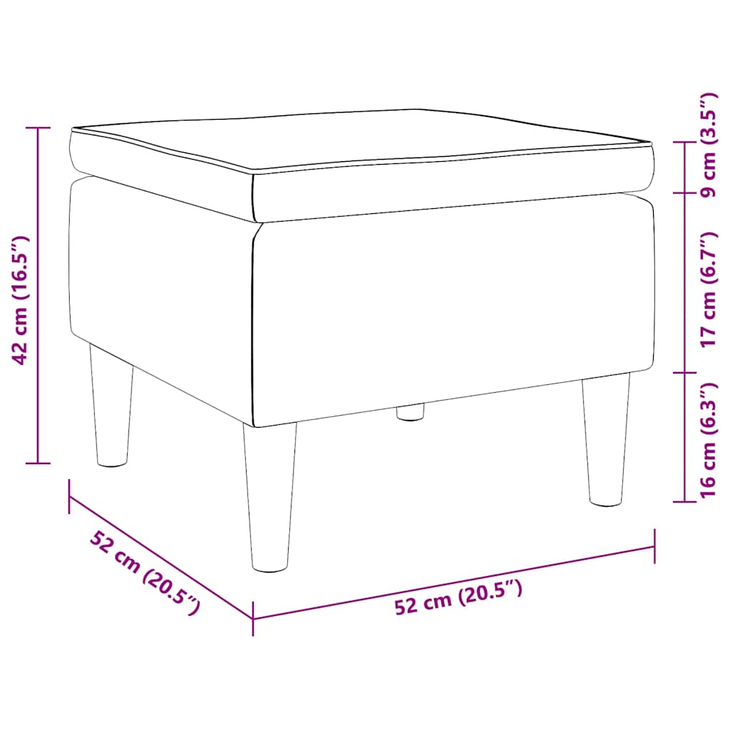 Hocker mit Holzbeinen Braun Samt