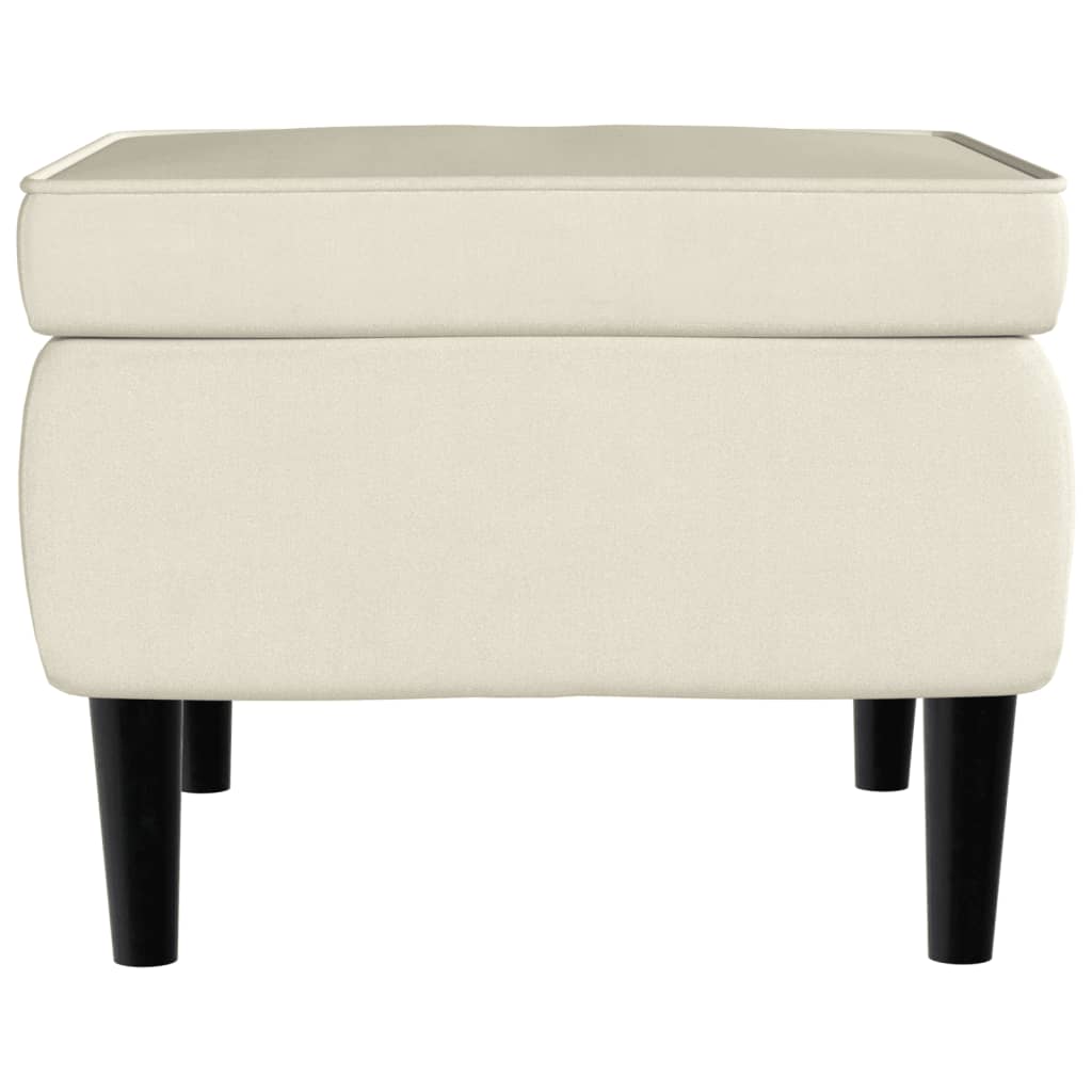 Hocker mit Holzbeinen Cremefarbener Samt
