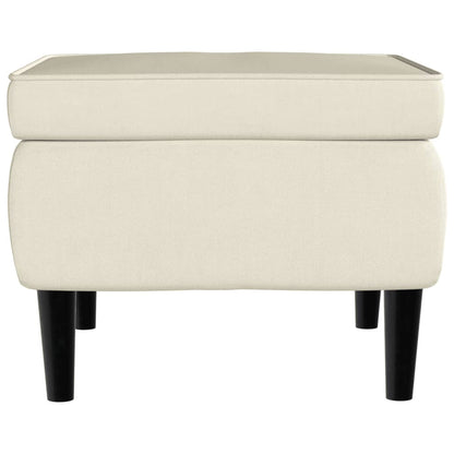 Hocker mit Holzbeinen Cremefarbener Samt