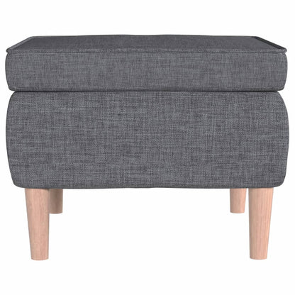 Hocker mit Holzbeinen Hellgrau Stoff