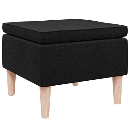 Hocker mit Holzbeinen Schwarz Stoff