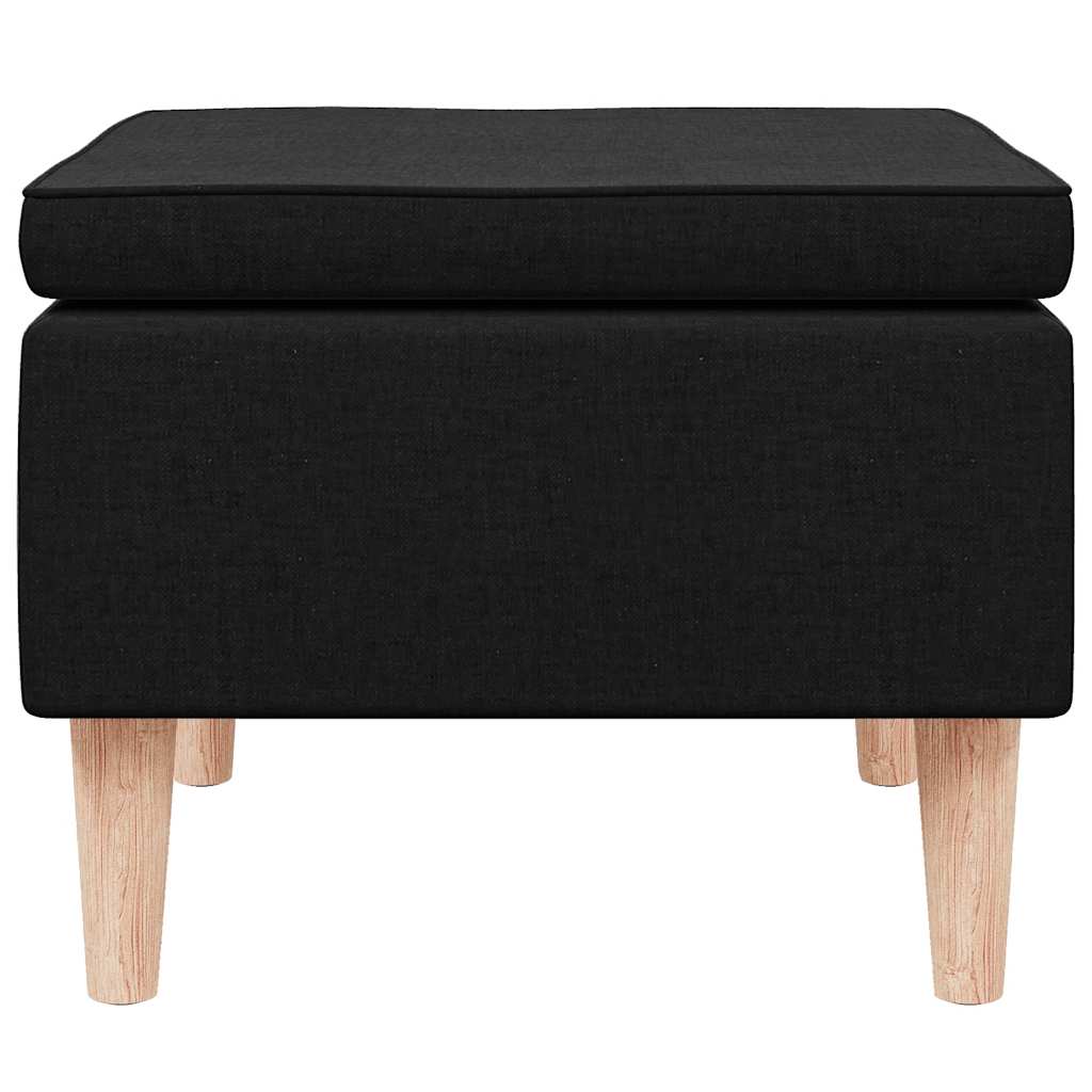 Hocker mit Holzbeinen Schwarz Stoff