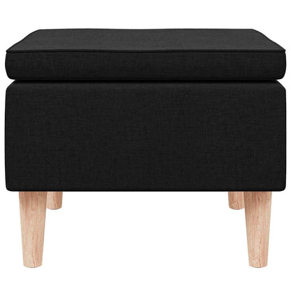 Hocker mit Holzbeinen Schwarz Stoff