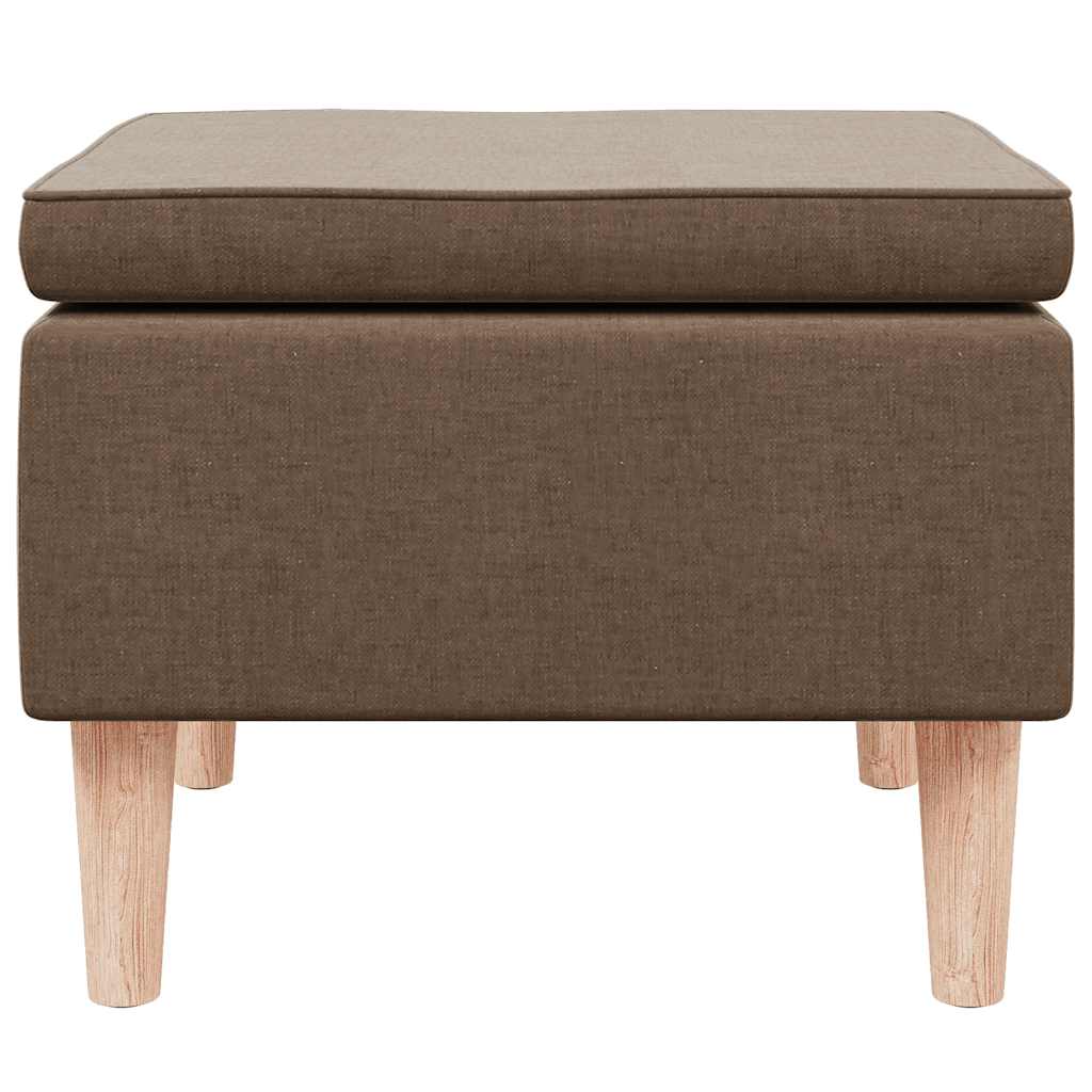 Hocker mit Holzbeinen Braun Stoff