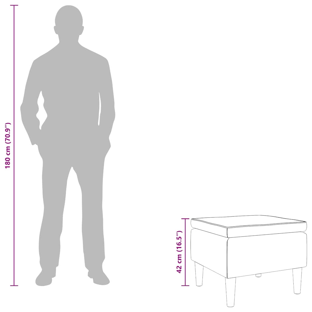 Hocker mit Holzbeinen Braun Stoff