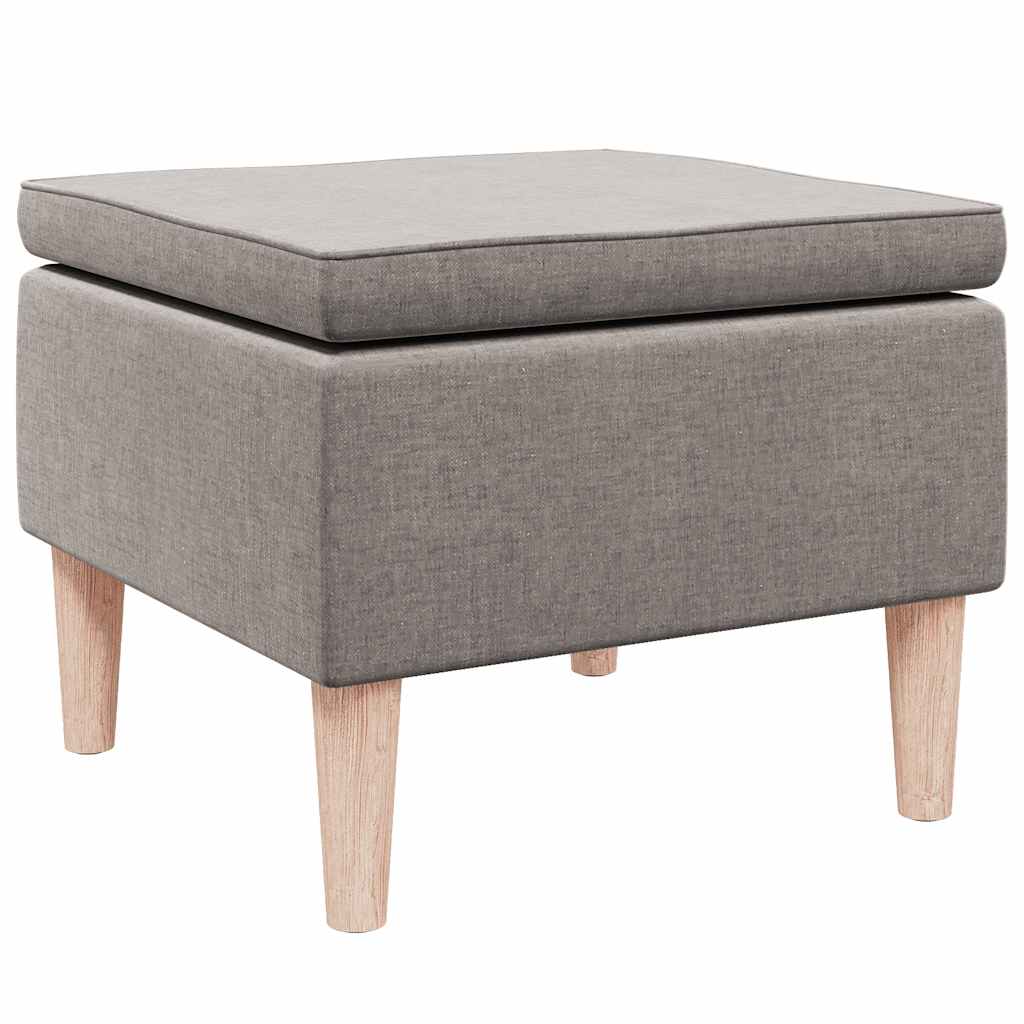 Hocker mit Holzbeinen Taupe Stoff