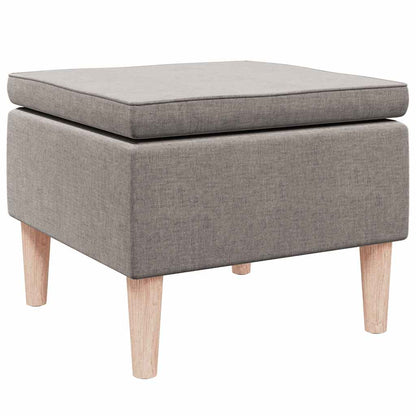 Hocker mit Holzbeinen Taupe Stoff
