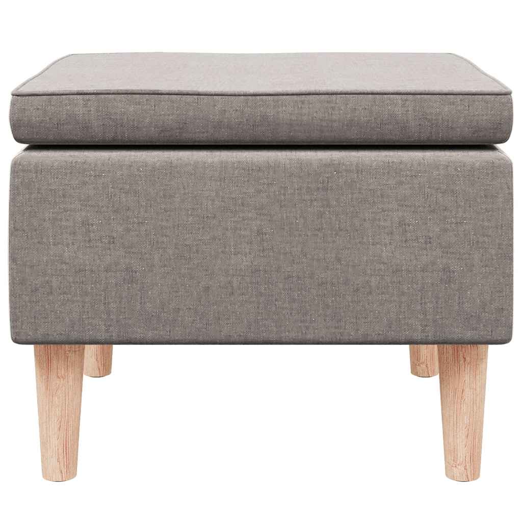 Hocker mit Holzbeinen Taupe Stoff