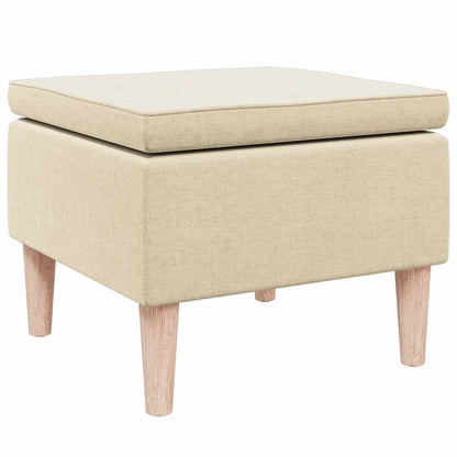 Hocker mit Holzbeinen Creme Stoff
