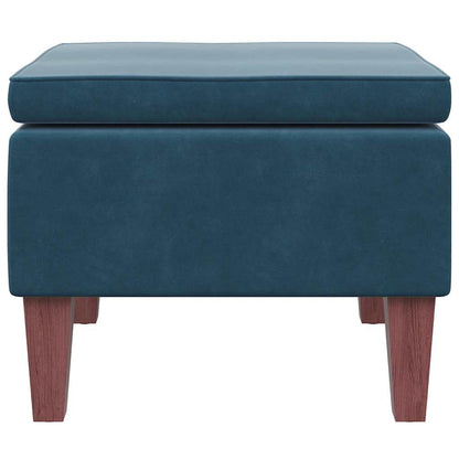 Hocker mit Holzbeinen Blau Samt