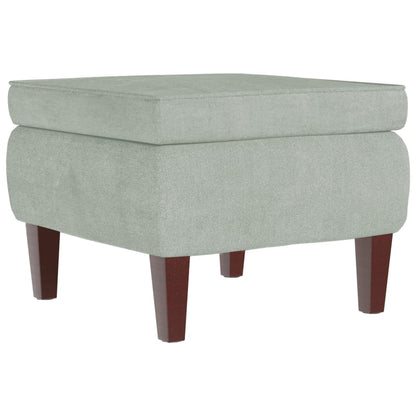 Hocker mit Holzbeinen Hellgrau Samt