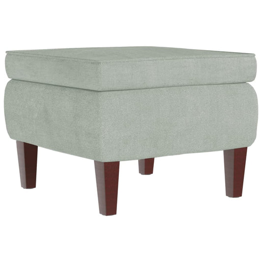 Hocker mit Holzbeinen Hellgrau Samt
